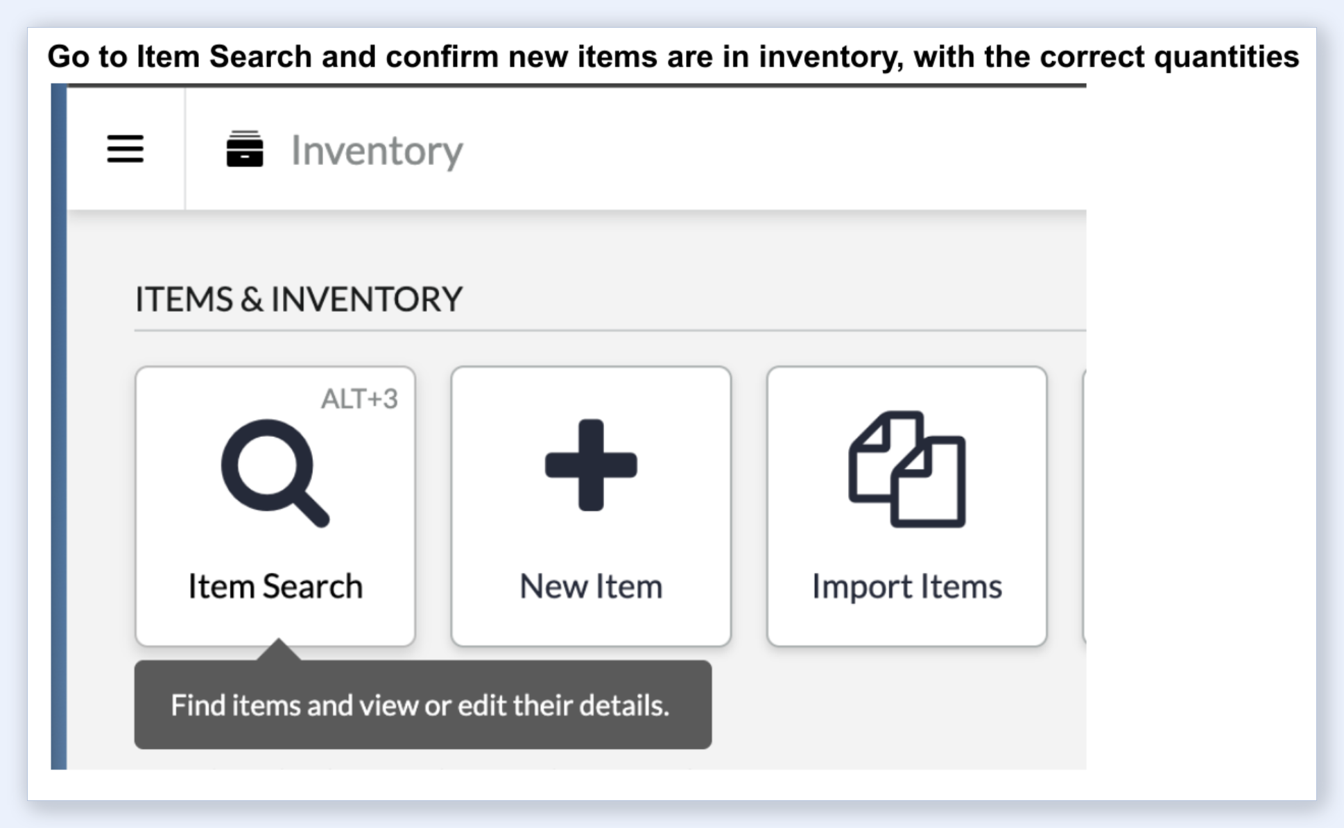 Lightspeed R Series Inventory Item Search for verifying imported products