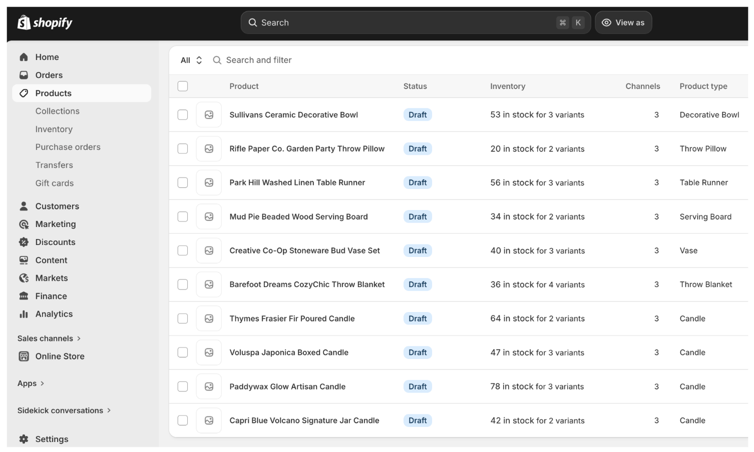 Mud Pie products imported into Shopify